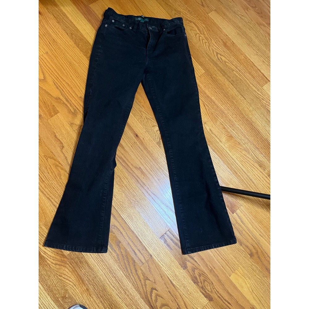 Lauren Ralph Lauren Black Classic Bootcut Jeans Womens Size 4 Flap Pocket Denim